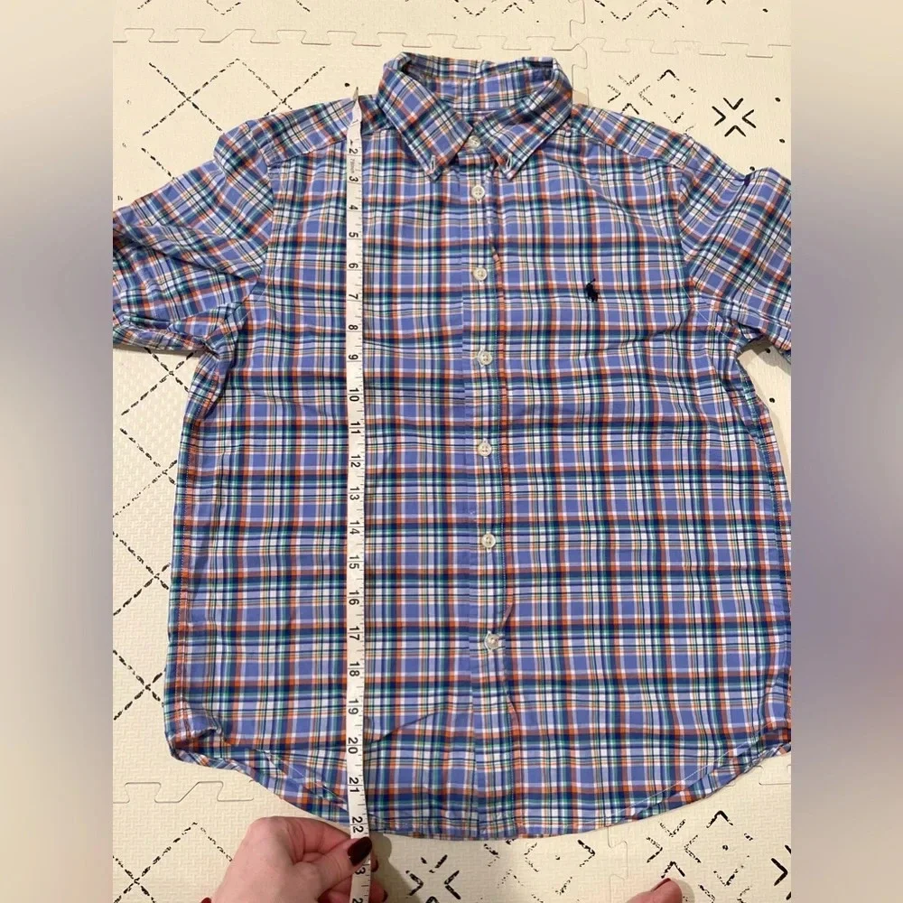 RALPH LAUREN CHILDRENSWEAR short SLEEVE PLAID‎ BUTTON-DOWN SHIRT, M